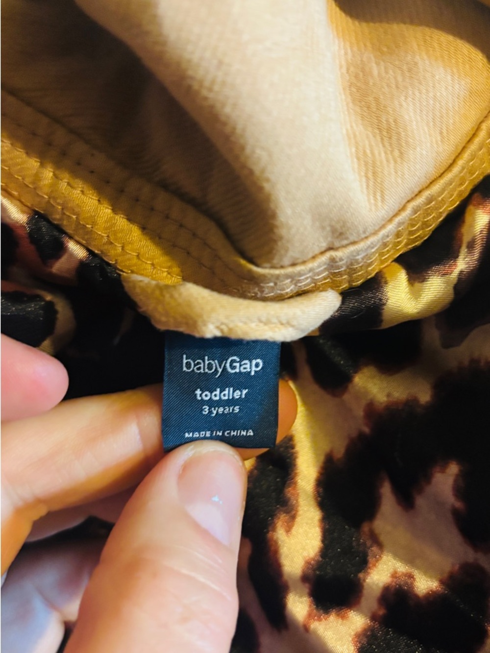Baby GAP Girls' Tan Double-Breasted Pea Coat with Leopard Lining size 3T - Picture 4 of 8